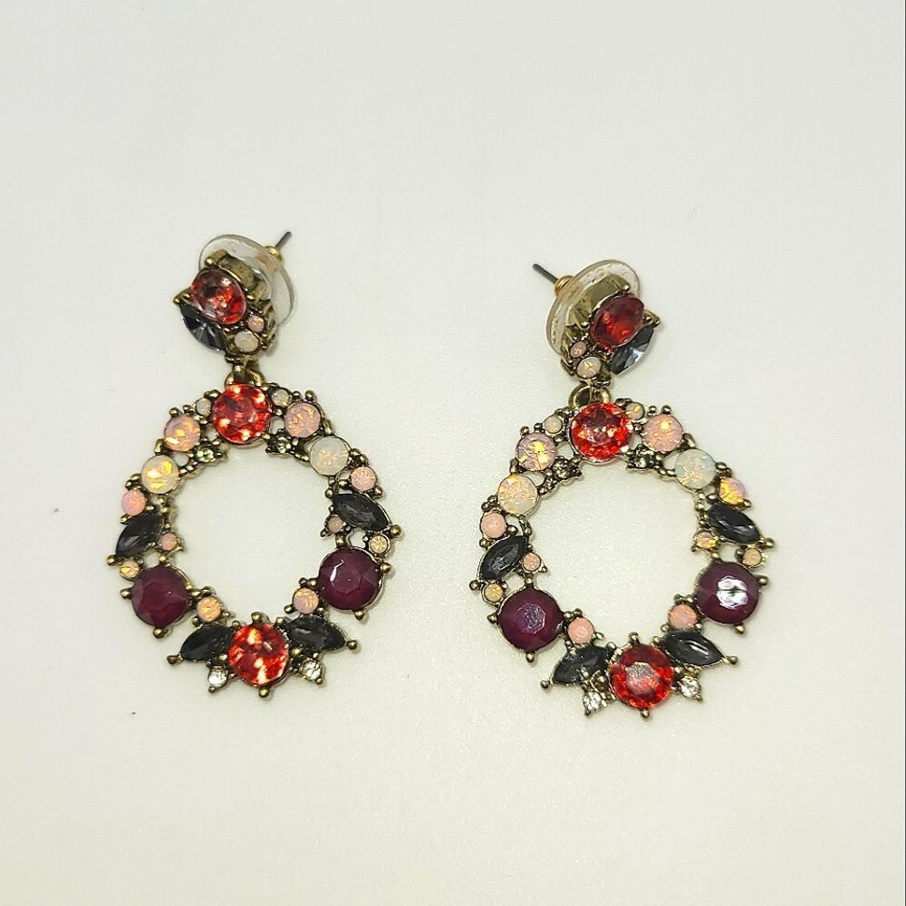 Loft Rhinestone Hoop Dangle Earrings